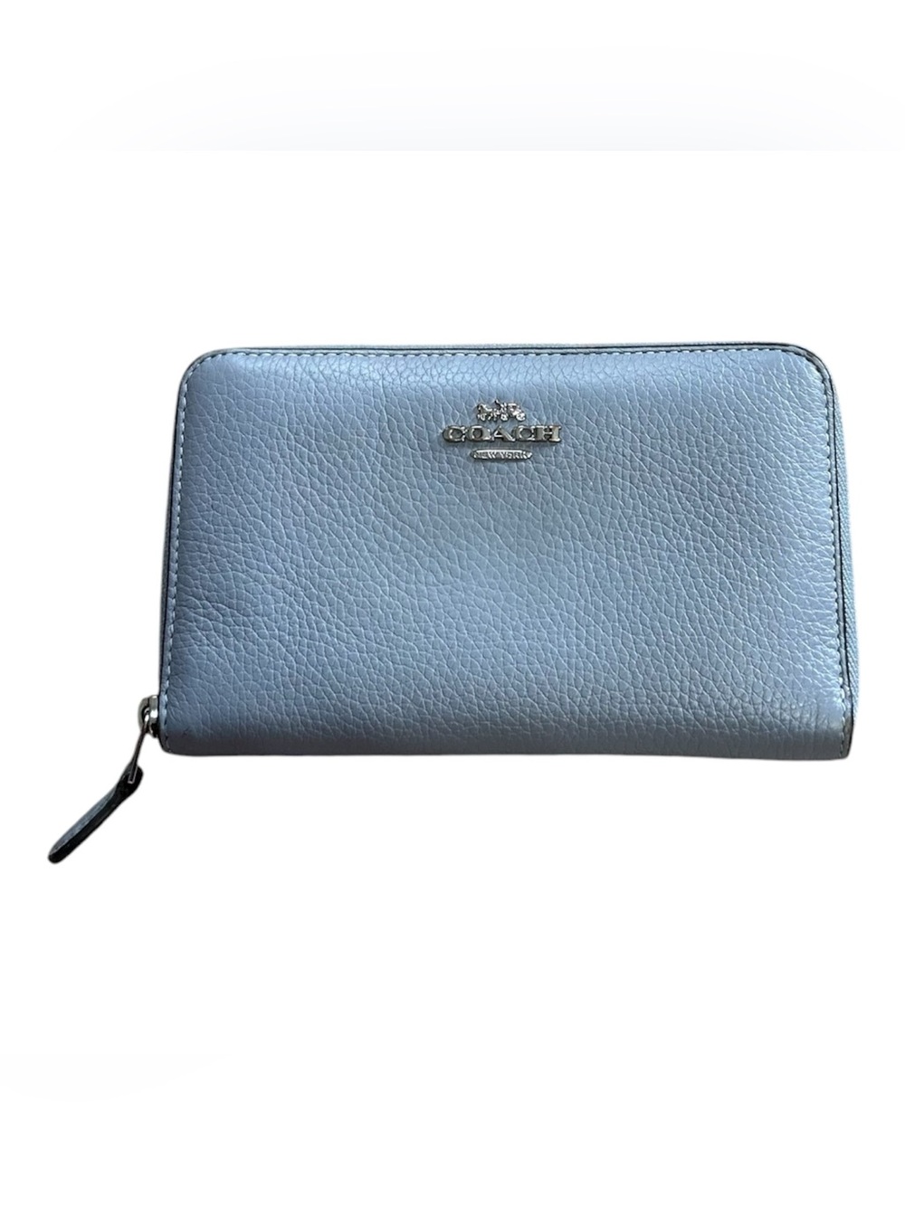 🆕Coach Pebbled Zip Around Wallet - Pale Blue